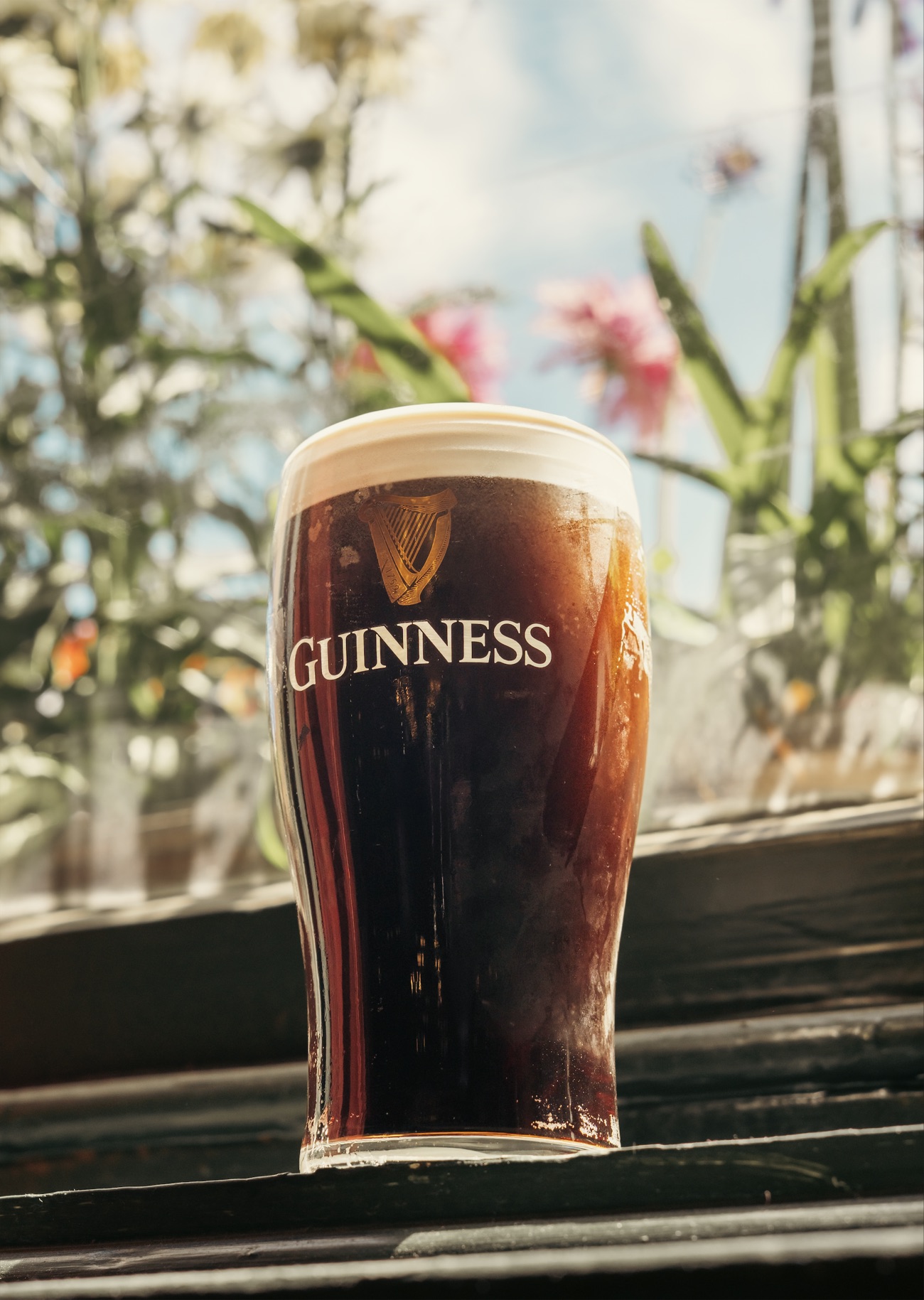 A settled pint of Guinness on the window ledge at McSwiggin’s